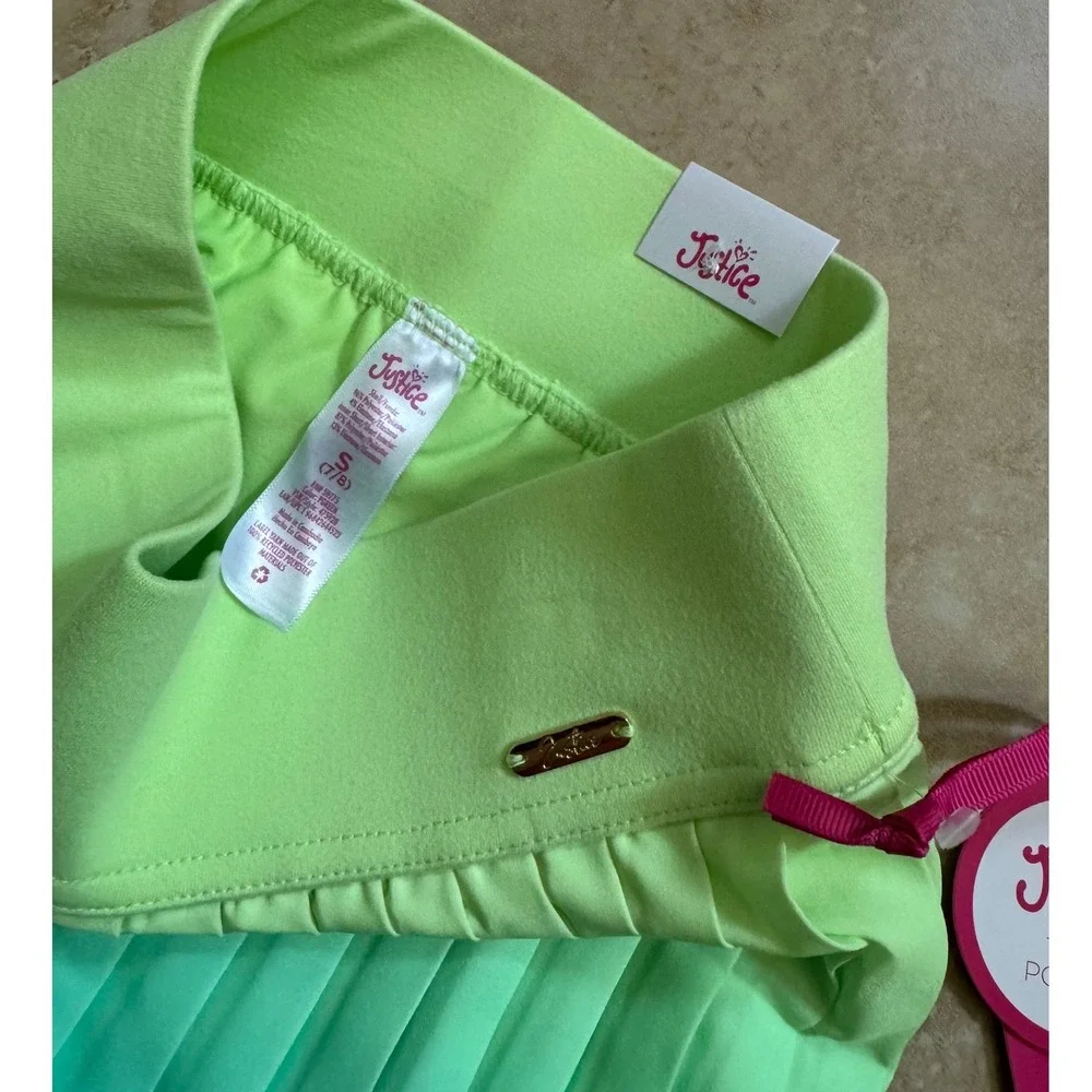 Justice Pleated Skort Girls S 7/8 Green Blue Ombre Athletic Sporty Preppy NEW